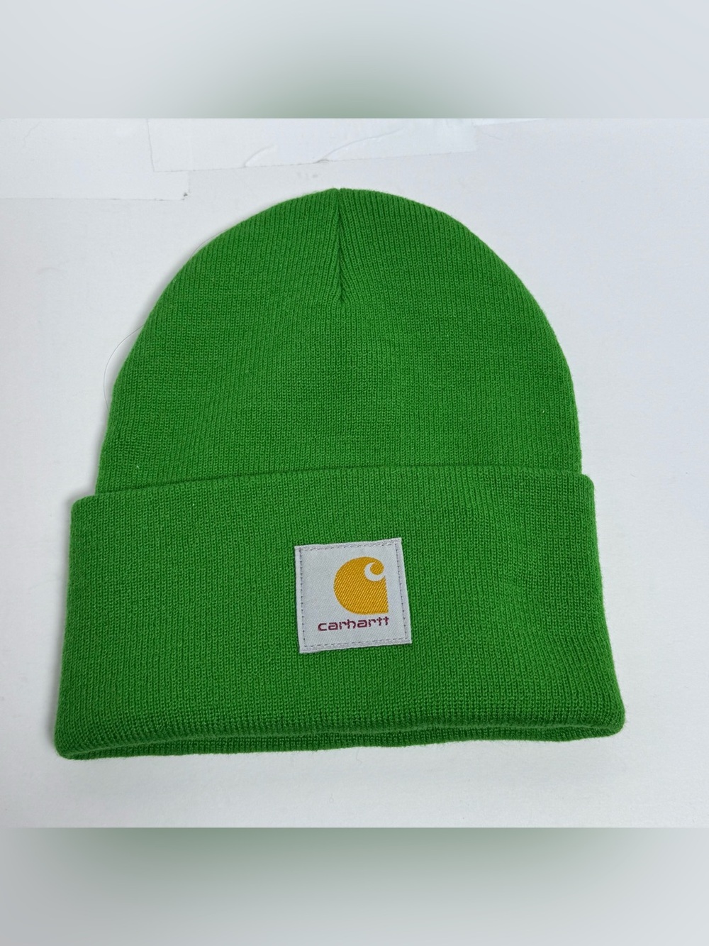 Carhartt Hat Beanie Knit Green Cuffed Logo Winter Watch Cap Mens One Size NWT